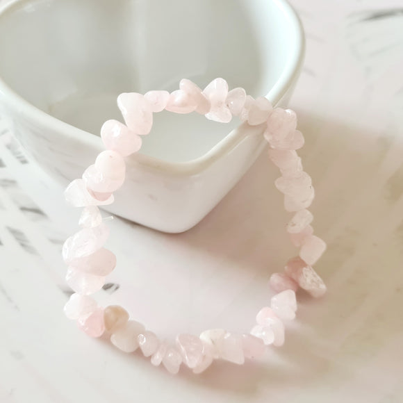 Rose Quartz Chip Bracelet