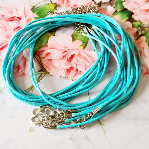 Waxed Cord Necklace - Blue