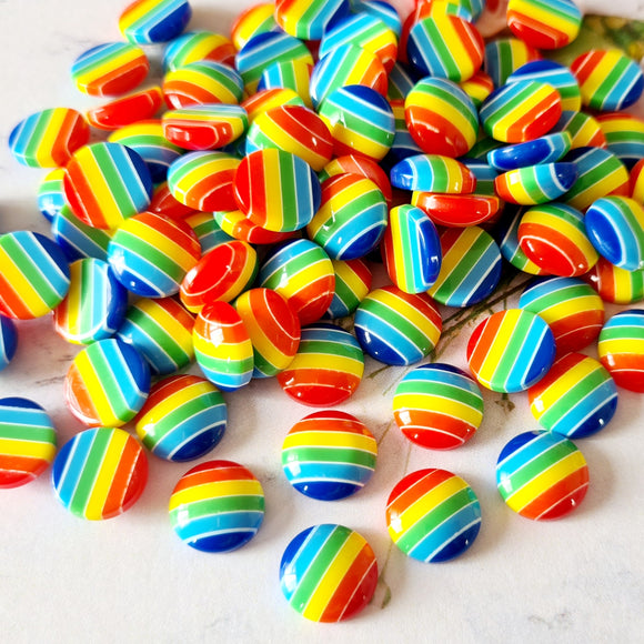 Rainbow Stripe Cabochons - 12mm - 10